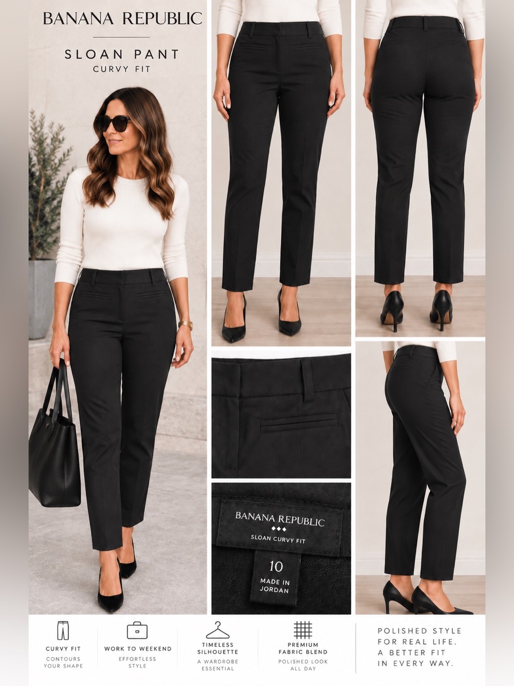 Banana Republic Black Sloan curvy fit Pant 10